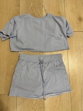 Light Lavender Cropped Tee & Drawstring Shorts Set